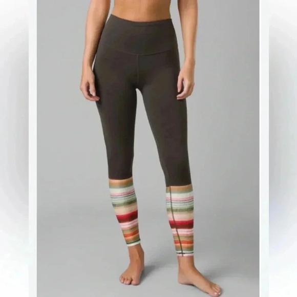 PrAna Layna 7/8 Leggings Baja Stripe Multicolor Print Gray Women’s XL Boho - Picture 1 of 11